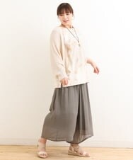 OLLFS23085 eur3(エウルキューブ) 【大きいサイズ】スラブワイドパンツ カーキ(36)