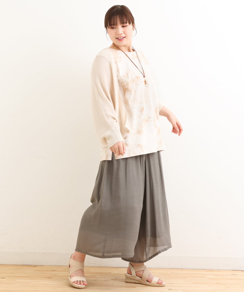 OLLFS23085 eur3(エウルキューブ) 【大きいサイズ】スラブワイドパンツ カーキ(36)