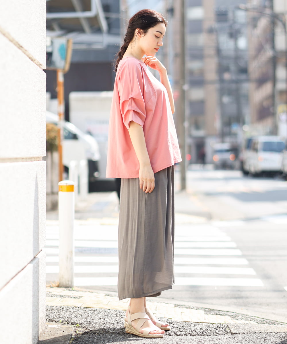 OLLFS23085 eur3(エウルキューブ) 【大きいサイズ】スラブワイドパンツ カーキ(36)