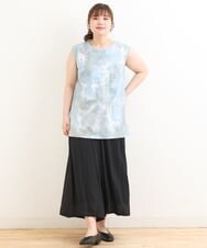 OLLFS23085 eur3(エウルキューブ) 【大きいサイズ】スラブワイドパンツ ブラック(94)
