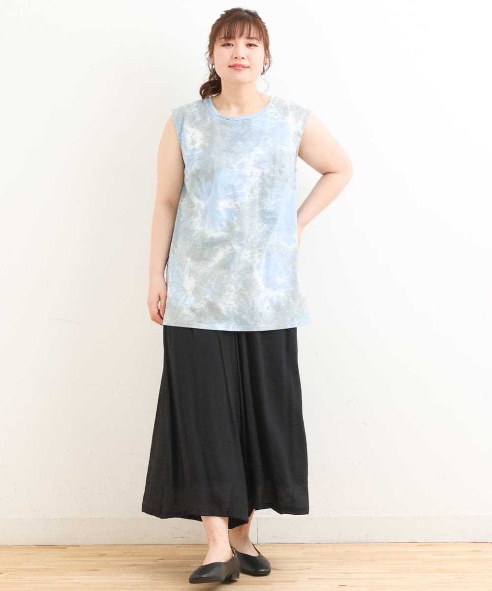 OLLFS23085 eur3(エウルキューブ) 【大きいサイズ】スラブワイドパンツ ブラック(94)