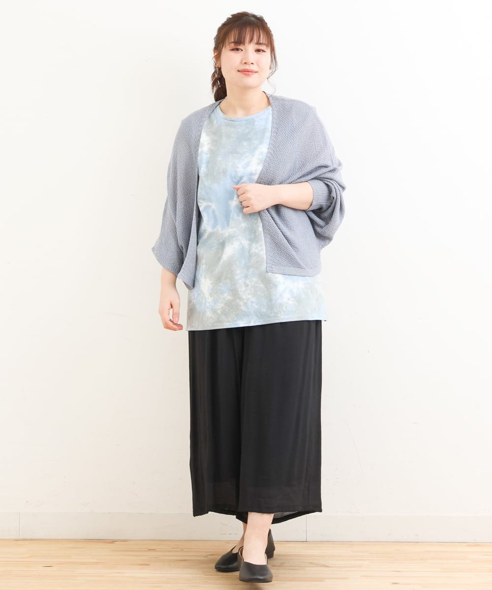 OLLFS23085 eur3(エウルキューブ) 【大きいサイズ】スラブワイドパンツ ブラック(94)