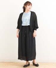 OLLFS23085 eur3(エウルキューブ) 【大きいサイズ】スラブワイドパンツ ブラック(94)
