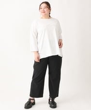 OLLFV12099 eur3(エウルキューブ) 【大きいサイズ】さらさらストレッチワイドパンツ ブラック(94)