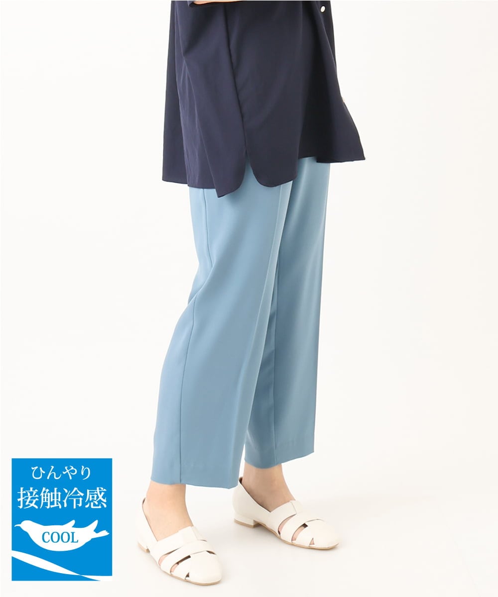 OLLGA17119 eur3 【大きいサイズ/接触冷感】カノコタックテーパードパンツ