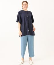 OLLGA17119 eur3(エウルキューブ) 【大きいサイズ/接触冷感】カノコタックテーパードパンツ ライトブルー(50)