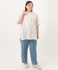 OLLGA17119 eur3(エウルキューブ) 【大きいサイズ/接触冷感】カノコタックテーパードパンツ ライトブルー(50)