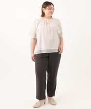 OLLGA17119 eur3(エウルキューブ) 【大きいサイズ/接触冷感】カノコタックテーパードパンツ ダークグレー(93)