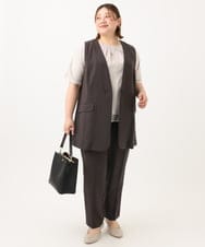 OLLGA17119 eur3(エウルキューブ) 【大きいサイズ/接触冷感】カノコタックテーパードパンツ ダークグレー(93)