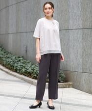 OLLGA17119 eur3(エウルキューブ) 【大きいサイズ/接触冷感】カノコタックテーパードパンツ ダークグレー(93)