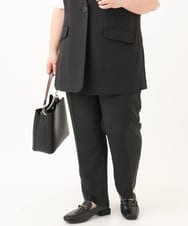OLLGA17119 eur3(エウルキューブ) 【大きいサイズ/接触冷感】カノコタックテーパードパンツ ブラック(94)