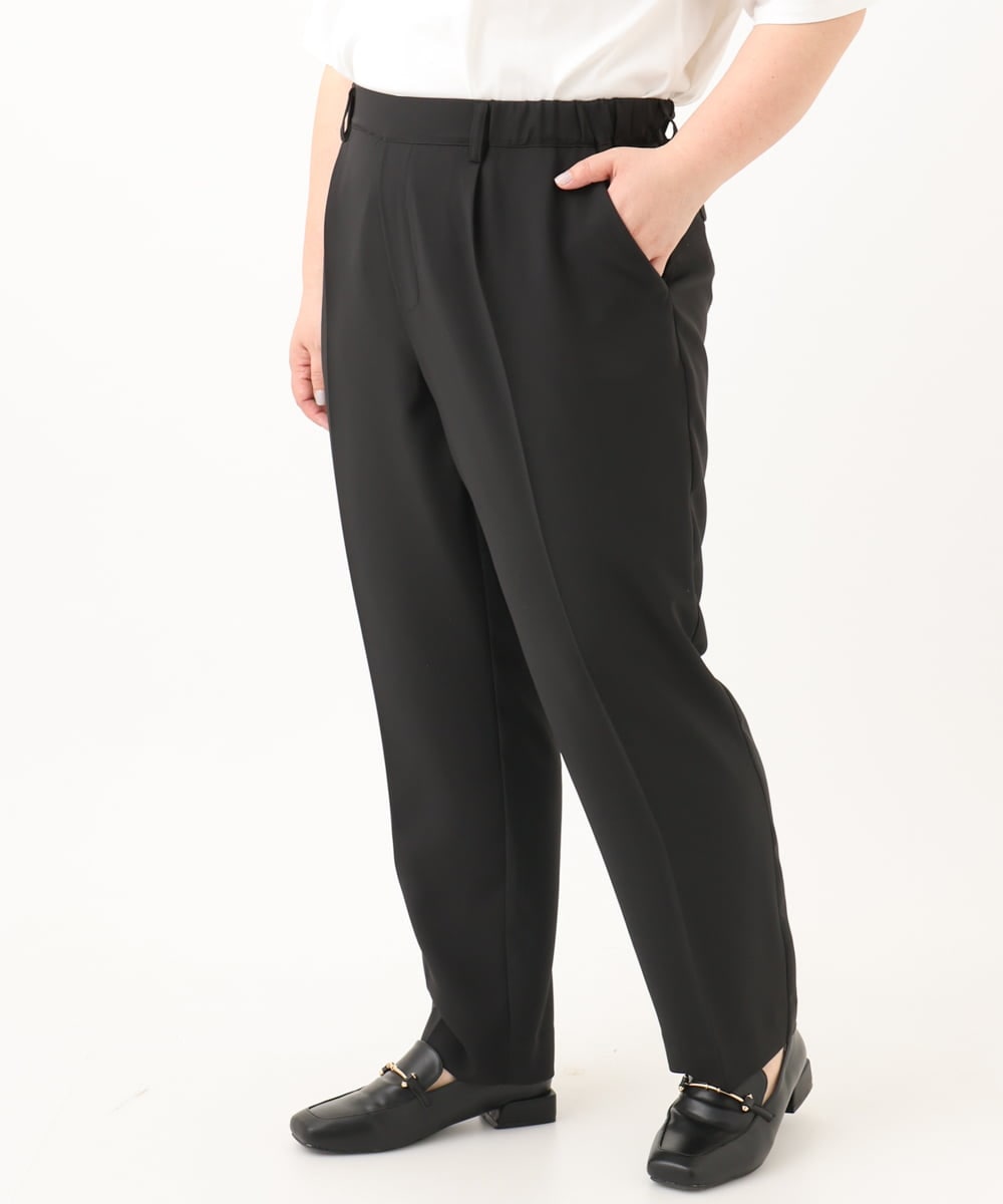 OLLGA17119 eur3(エウルキューブ) 【大きいサイズ/接触冷感】カノコタックテーパードパンツ ブラック(94)