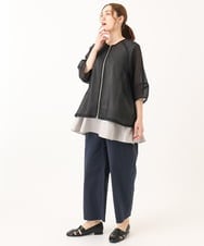 OLLGA21129 eur3(エウルキューブ) 【WEB先行販売】【大きいサイズ/接触冷感】ストレッチクロスコクーンパンツ ネイビー(57)