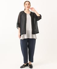 OLLGA21129 eur3(エウルキューブ) 【WEB先行販売】【大きいサイズ/接触冷感】ストレッチクロスコクーンパンツ ネイビー(57)