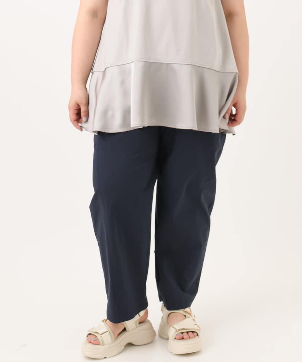 OLLGA21129 eur3(エウルキューブ) 【WEB先行販売】【大きいサイズ/接触冷感】ストレッチクロスコクーンパンツ ネイビー(57)