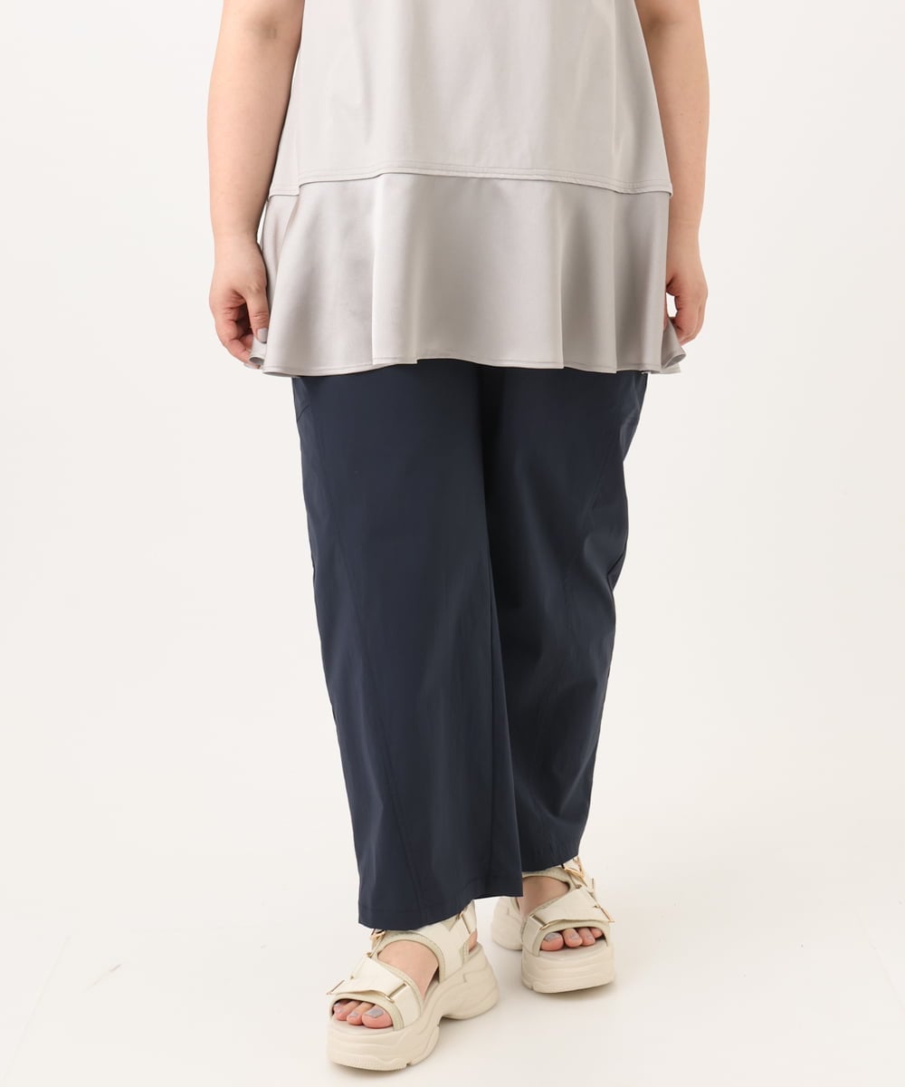 OLLGA21129 eur3(エウルキューブ) 【WEB先行販売】【大きいサイズ/接触冷感】ストレッチクロスコクーンパンツ ネイビー(57)