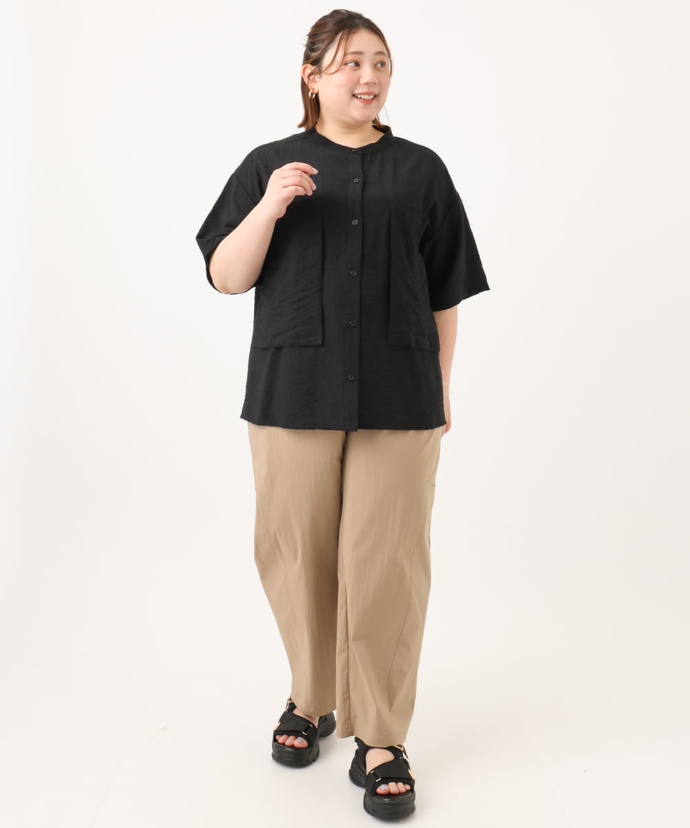 OLLGA21129 eur3(エウルキューブ) 【WEB先行販売】【大きいサイズ/接触冷感】ストレッチクロスコクーンパンツ ベージュ(82)