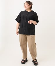 OLLGA21129 eur3(エウルキューブ) 【WEB先行販売】【大きいサイズ/接触冷感】ストレッチクロスコクーンパンツ ベージュ(82)
