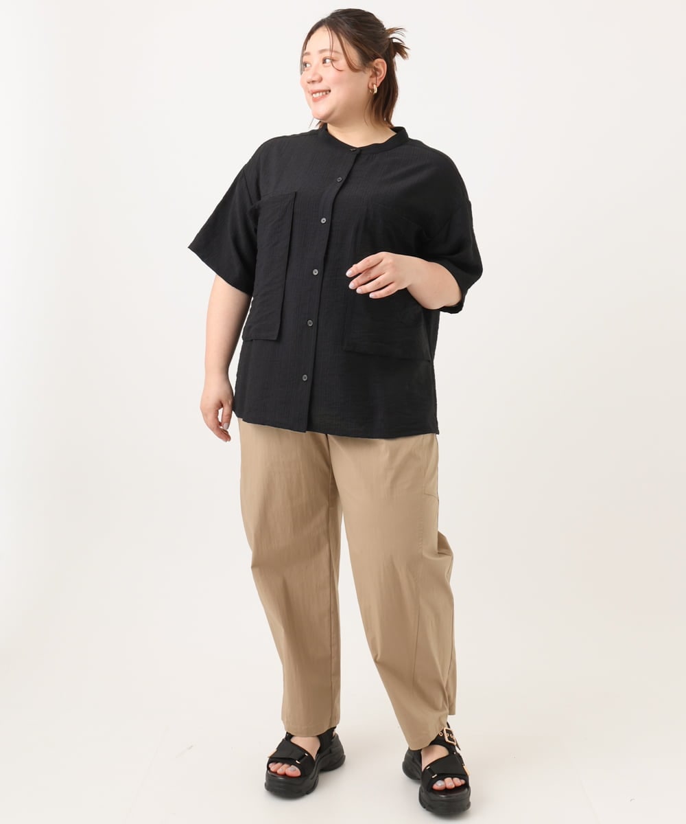 OLLGA21129 eur3(エウルキューブ) 【WEB先行販売】【大きいサイズ/接触冷感】ストレッチクロスコクーンパンツ ベージュ(82)