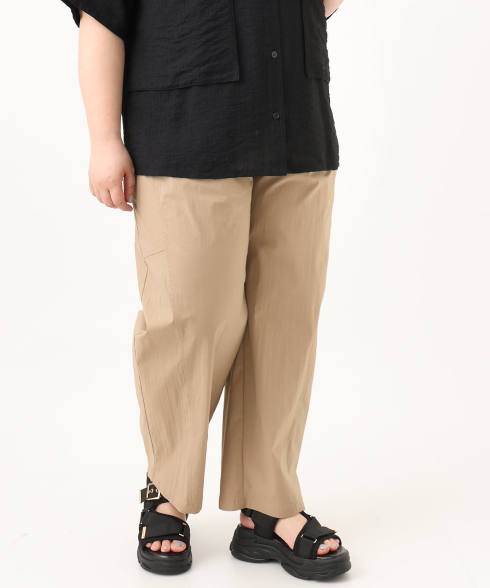 OLLGA21129 eur3(エウルキューブ) 【WEB先行販売】【大きいサイズ/接触冷感】ストレッチクロスコクーンパンツ ベージュ(82)