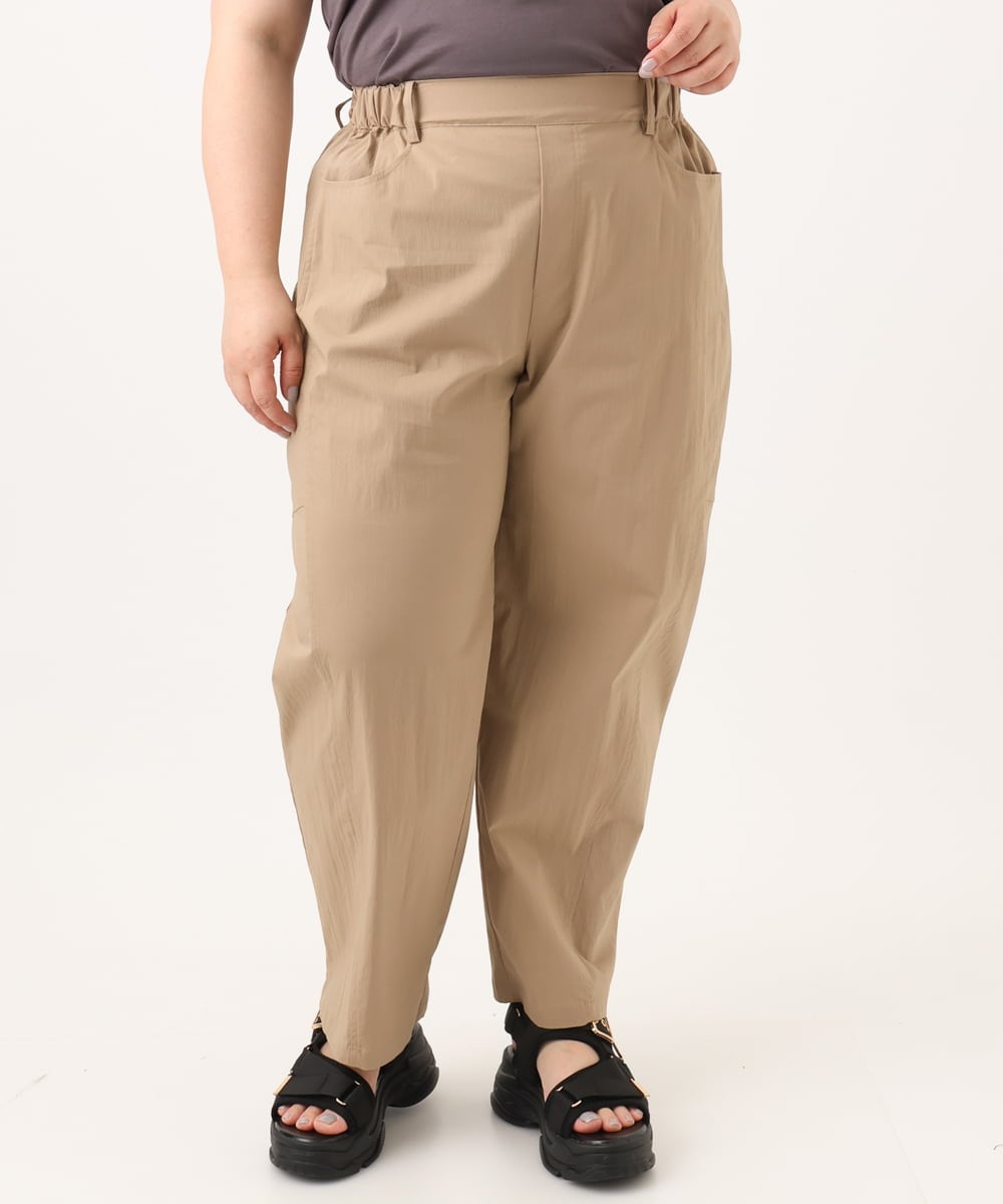 OLLGA21129 eur3(エウルキューブ) 【WEB先行販売】【大きいサイズ/接触冷感】ストレッチクロスコクーンパンツ ベージュ(82)