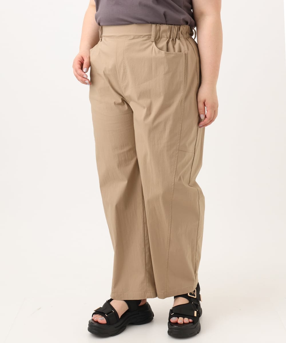 OLLGA21129 eur3(エウルキューブ) 【WEB先行販売】【大きいサイズ/接触冷感】ストレッチクロスコクーンパンツ ベージュ(82)