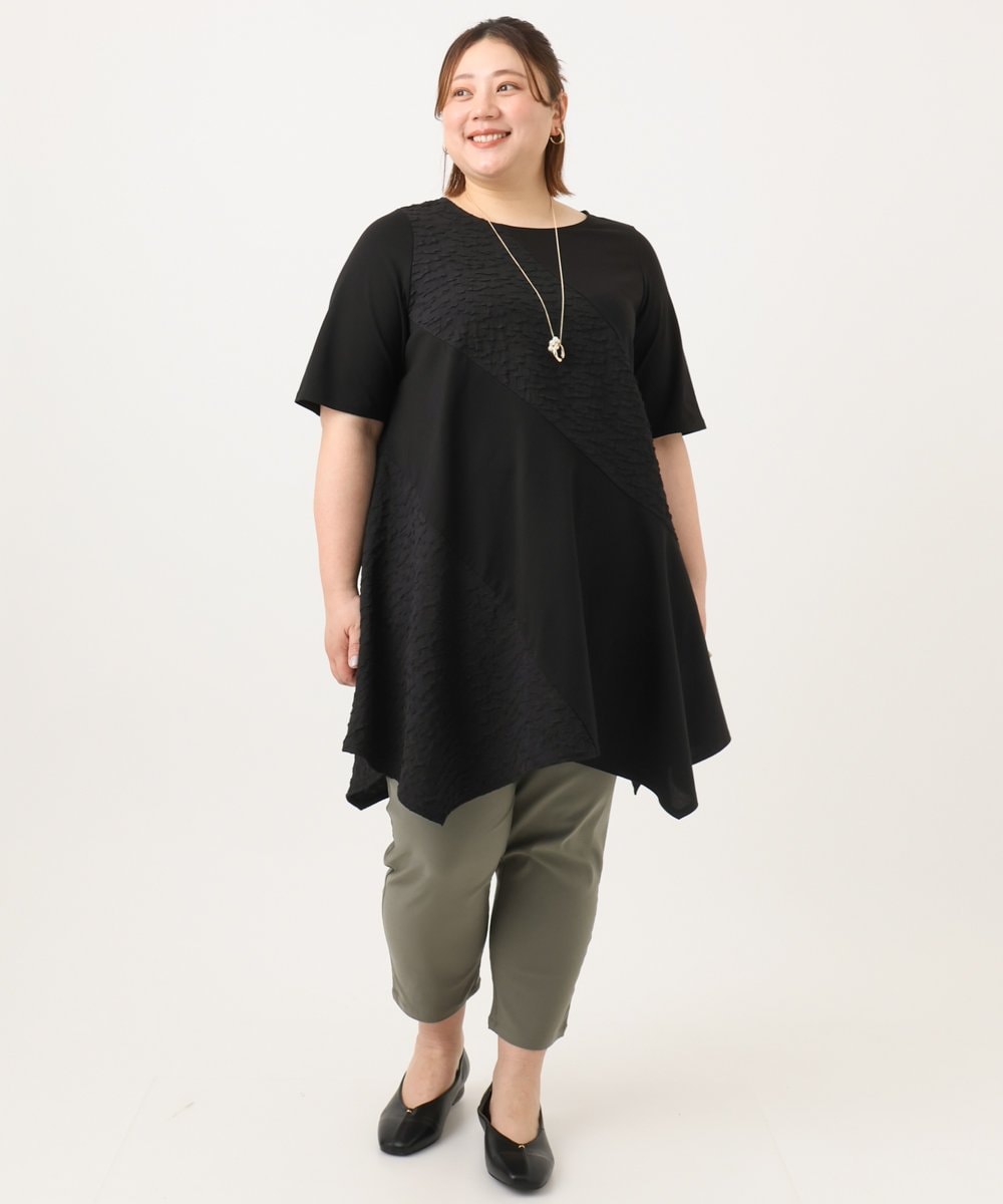OLLGA23089 eur3(エウルキューブ) 【シリーズ累計販売2万枚！/大きいサイズ】さらさらストレッチカットレングステーパードパンツ カーキ(36)
