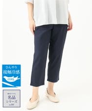 OLLGA23089 eur3(エウルキューブ) 【シリーズ累計販売2万枚！/大きいサイズ/接触冷感】さらさらストレッチカットレングステーパードパンツ ネイビー(57)