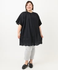 OLLGA26089 eur3(エウルキューブ) 【大きいサイズ/接触冷感】サマーハイパーカットレングスパンツ ライトグレー(91)