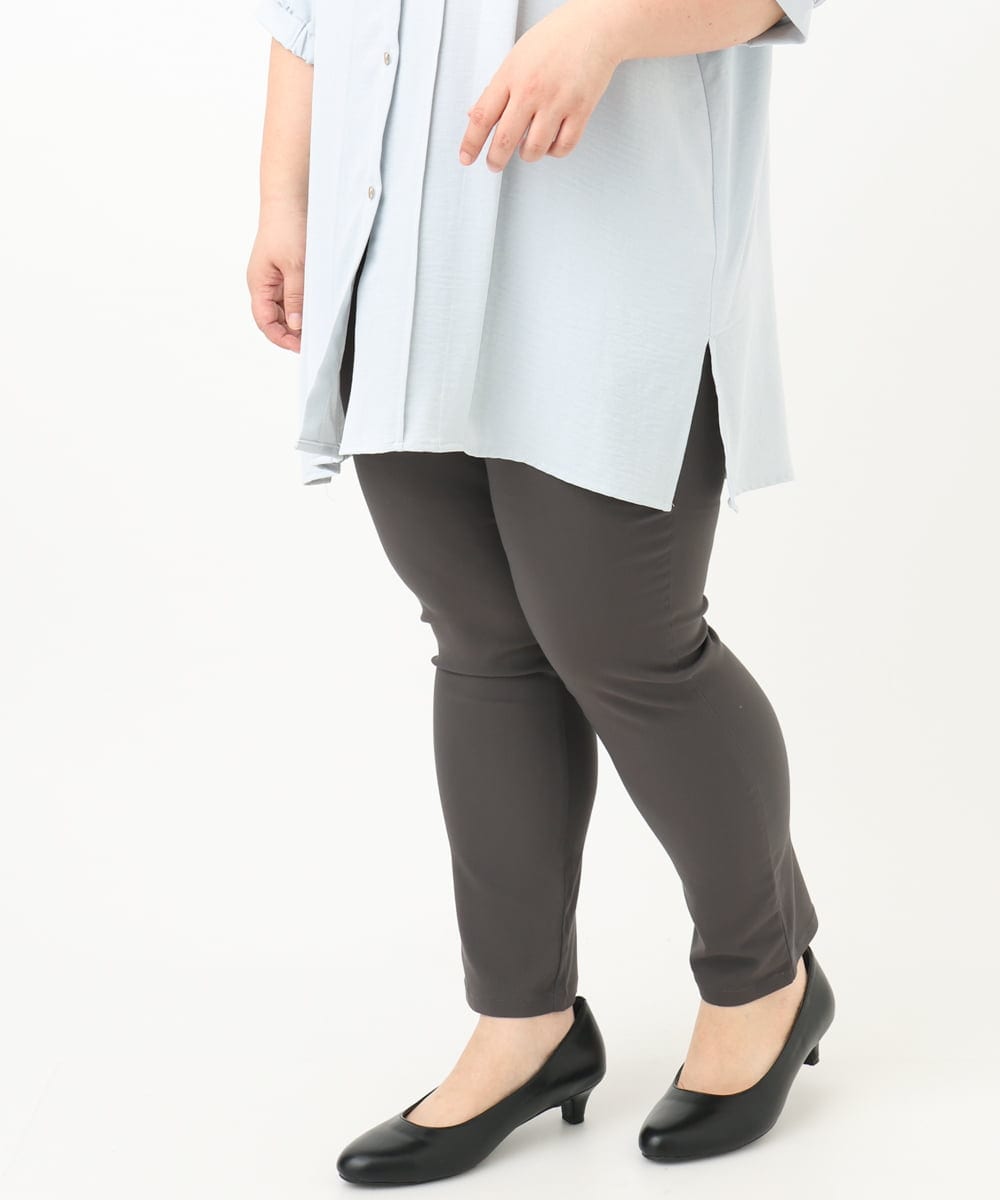 OLLGA27089 eur3(エウルキューブ) 【大きいサイズ/接触冷感】サマーハイパーストレッチパンツ ダークグレー(93)