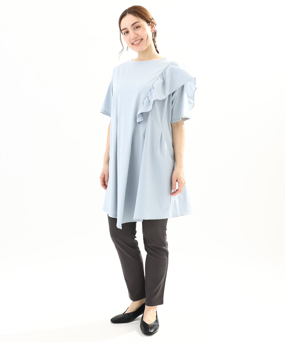 OLLGA27089 eur3(エウルキューブ) 【大きいサイズ/接触冷感】サマーハイパーストレッチパンツ ダークグレー(93)