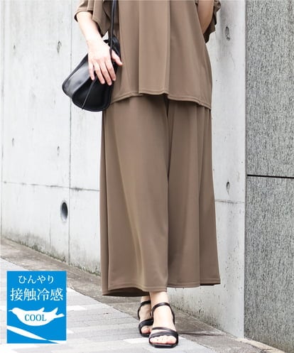 OLLGA30089 eur3 【WEB先行販売】【大きいサイズ/セットアップ対応】接触冷感ジャージーワイドパンツ
