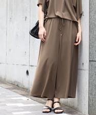 OLLGA30089 eur3(エウルキューブ) 【WEB先行販売】【大きいサイズ/セットアップ対応】接触冷感ジャージーワイドパンツ カーキ(36)