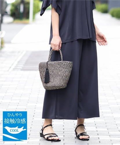 OLLGA30089 eur3 【大きいサイズ/セットアップ対応】接触冷感ジャージーワイドパンツ