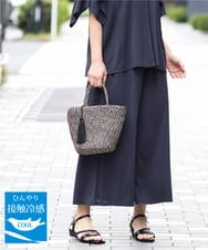 OLLGA30089 eur3(エウルキューブ) 【WEB先行販売】【大きいサイズ/セットアップ対応】接触冷感ジャージーワイドパンツ ダークグレー(93)