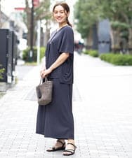 OLLGA30089 eur3(エウルキューブ) 【WEB先行販売】【大きいサイズ/セットアップ対応】接触冷感ジャージーワイドパンツ ダークグレー(93)