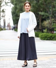 OLLGA30089 eur3(エウルキューブ) 【WEB先行販売】【大きいサイズ/セットアップ対応】接触冷感ジャージーワイドパンツ ダークグレー(93)
