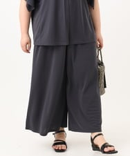 OLLGA30089 eur3(エウルキューブ) 【WEB先行販売】【大きいサイズ/セットアップ対応】接触冷感ジャージーワイドパンツ ダークグレー(93)