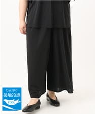 OLLGA30089 eur3(エウルキューブ) 【WEB先行販売】【大きいサイズ/セットアップ対応】接触冷感ジャージーワイドパンツ ブラック(94)