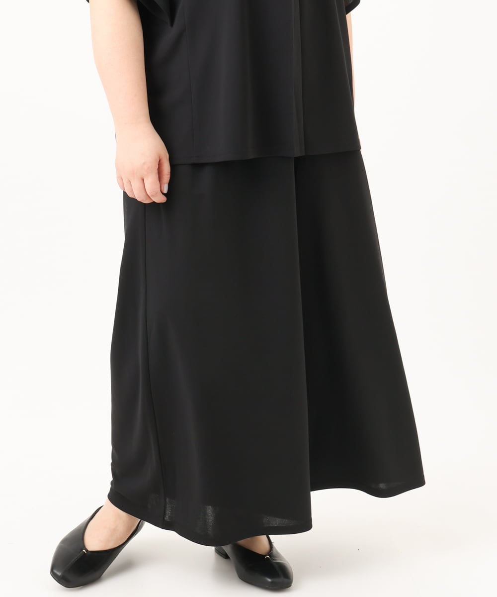 OLLGA30089 eur3(エウルキューブ) 【WEB先行販売】【大きいサイズ/セットアップ対応】接触冷感ジャージーワイドパンツ ブラック(94)