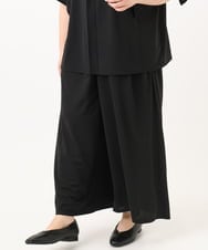 OLLGA30089 eur3(エウルキューブ) 【WEB先行販売】【大きいサイズ/セットアップ対応】接触冷感ジャージーワイドパンツ ブラック(94)