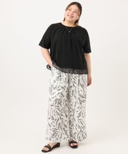 OLLGA40099 eur3(エウルキューブ) 【WEB先行販売】【大きいサイズ/a.v.v×eur3】リーフプリントパンツ アイボリー(80)