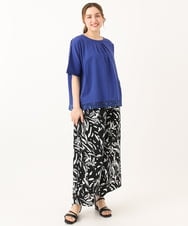 OLLGA40099 eur3(エウルキューブ) 【WEB先行販売】【大きいサイズ/a.v.v×eur3】リーフプリントパンツ ブラック(94)