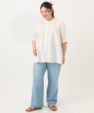 OLLGA43099 eur3(エウルキューブ) 【大きいサイズ/接触冷感】ストレートワイドデニムパンツ ライトブルー(50)