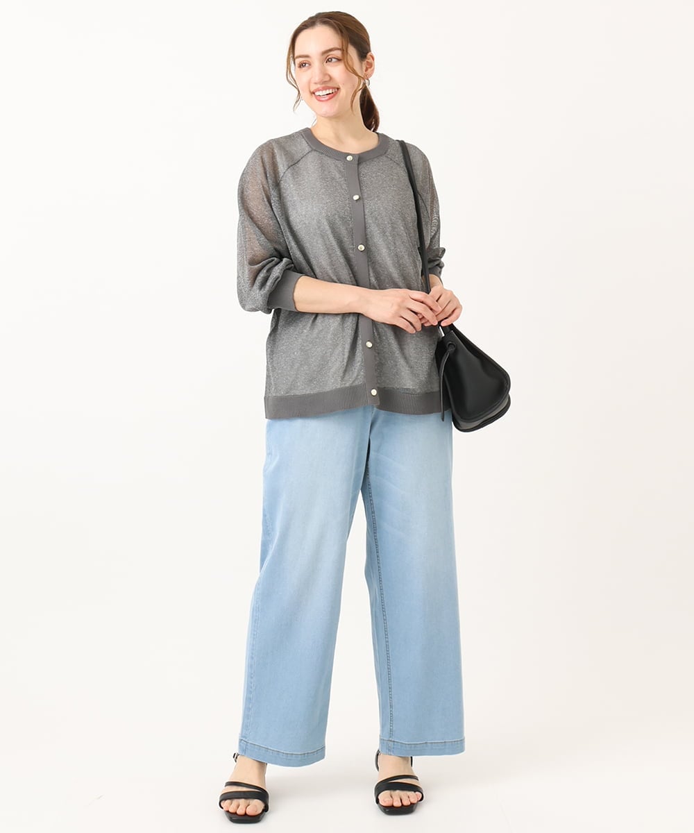 OLLGA43099 eur3(エウルキューブ) 【大きいサイズ/接触冷感】ストレートワイドデニムパンツ ライトブルー(50)