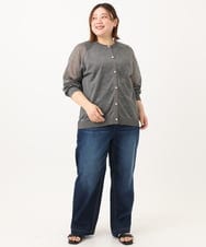 OLLGA43099 eur3(エウルキューブ) 【大きいサイズ/接触冷感】ストレートワイドデニムパンツ ネイビー(57)