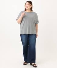 OLLGA43099 eur3(エウルキューブ) 【大きいサイズ/接触冷感】ストレートワイドデニムパンツ ネイビー(57)