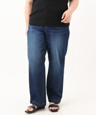 OLLGA43099 eur3(エウルキューブ) 【大きいサイズ/接触冷感】ストレートワイドデニムパンツ ネイビー(57)