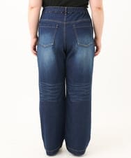 OLLGA43099 eur3(エウルキューブ) 【大きいサイズ/接触冷感】ストレートワイドデニムパンツ ネイビー(57)