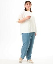 OLLGD08119 eur3(エウルキューブ) 【大きいサイズ/機能素材】洗えるカノコセンタープレスパンツ ライトブルー